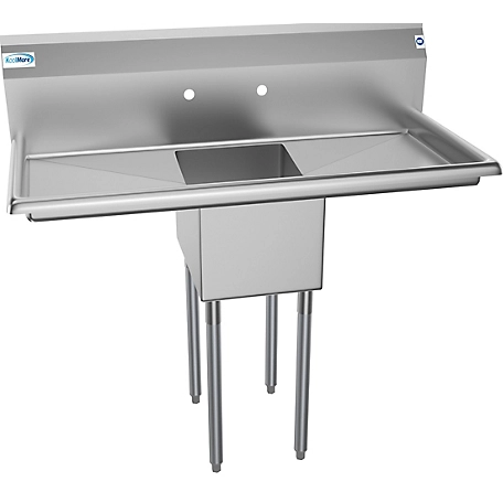 KoolMore 44 in. One Compartment Stainless Steel Commercial Sink with 2 Drainboards, SA121610-16B3