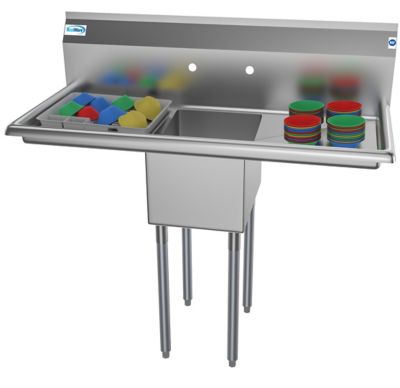 Image showing  44 in. One Compartment Stainless Steel Commercial Sink with 2 Drainboards, SA121610-16B3