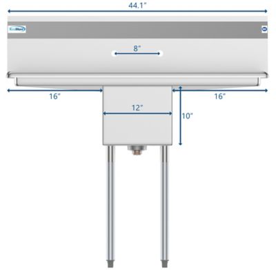 Image showing  44 in. One Compartment Stainless Steel Commercial Sink with 2 Drainboards, SA121610-16B3
