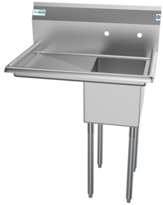 KoolMore 31 in. One Compartment Stainless Steel Commercial Sink with Drainboard, Bowl Size 12 x 16 x 10 in., SA121610-16L3