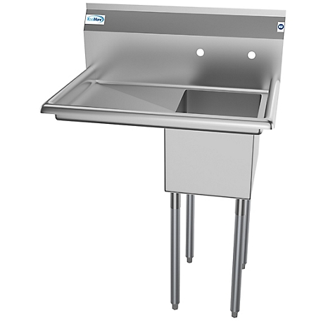 KoolMore 31 in. One Compartment Stainless Steel Commercial Sink with Drainboard, Bowl Size 12 x 16 x 10 in., SA121610-16L3