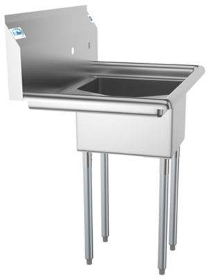 Image showing  31 in. One Compartment Stainless Steel Commercial Sink with Drainboard, Bowl Size 12 x 16 x 10 in., SA121610-16L3