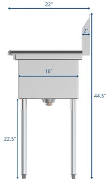 Image showing 5 th KoolMore 31 in. One Compartment Stainless Steel Commercial Sink with Drainboard, Bowl Size 12 x 16 x 10 in., SA121610-16L3