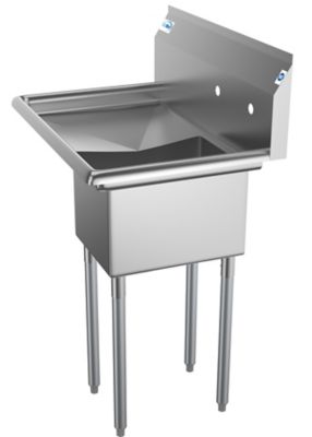 Image showing 6 th KoolMore 31 in. One Compartment Stainless Steel Commercial Sink with Drainboard, Bowl Size 12 x 16 x 10 in., SA121610-16L3