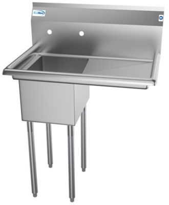 KoolMore 31 in. One Compartment Stainless Steel Commercial Sink with Drainboard, SA121610-16R3