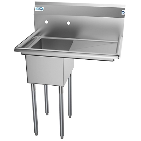 KoolMore 31 in. One Compartment Stainless Steel Commercial Sink with Drainboard, SA121610-16R3