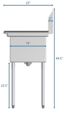 Image showing  31 in. One Compartment Stainless Steel Commercial Sink with Drainboard, SA121610-16R3