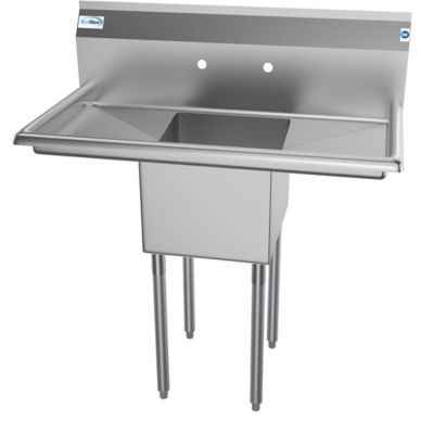 KoolMore 38 in. One Compartment Stainless Steel Commercial Sink with Drainboards, Bowl Size 14 in. x 16 in. x 11 in.