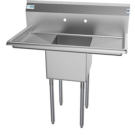 KoolMore 38 in. One Compartment Stainless Steel Commercial Sink with Drainboards, Bowl Size 14 in. x 16 in. x 11 in.