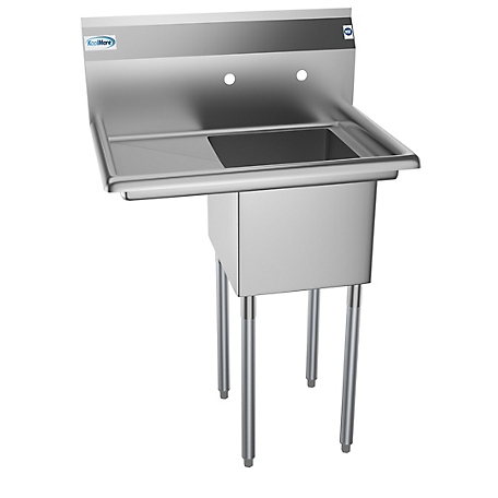 KoolMore 29 in. One Compartment Stainless Steel Commercial Restaurant Sink with Drainboard, SA141611-12L3