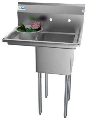 Image showing  29 in. One Compartment Stainless Steel Commercial Restaurant Sink with Drainboard, SA141611-12L3