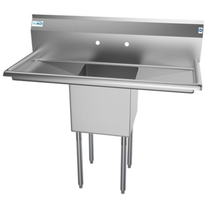 Image showing  45 in. One Compartment Stainless Steel Commercial Sink with Drainboards, Bowl Size 15 in. x 15 in. x 12 in.
