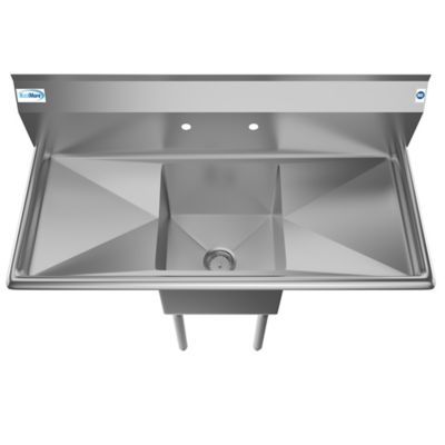 Image showing  45 in. One Compartment Stainless Steel Commercial Sink with Drainboards, Bowl Size 15 in. x 15 in. x 12 in.