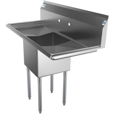 Image showing 6 th KoolMore 45 in. One Compartment Stainless Steel Commercial Sink with Drainboards, Bowl Size 15 in. x 15 in. x 12 in.