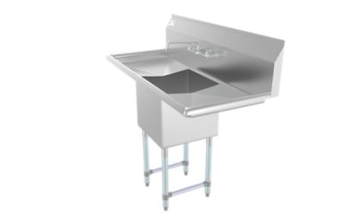 Image showing 5 th KoolMore 45 in. One Compartment Stainless Steel Commercial Sink with Drainboards and Faucet, SA151512-15B3FA