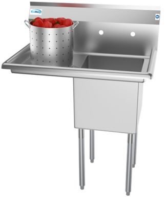 Image showing  33 in. One Compartment Stainless Steel Commercial Sink with Drainboard, Bowl Size 15 x 15 x 12 in., SA151512-15L3