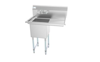 KoolMore 33 in. One Compartment Stainless Steel Commercial Sink with Drainboard, SA151512-15R3FA