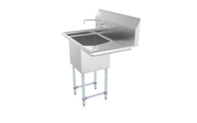 Image showing  33 in. One Compartment Stainless Steel Commercial Sink with Drainboard, SA151512-15R3FA