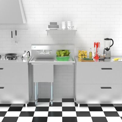 Image showing  33 in. One Compartment Stainless Steel Commercial Sink with Drainboard, SA151512-15R3FA
