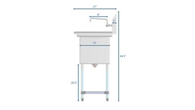 Image showing  33 in. One Compartment Stainless Steel Commercial Sink with Drainboard, SA151512-15R3FA