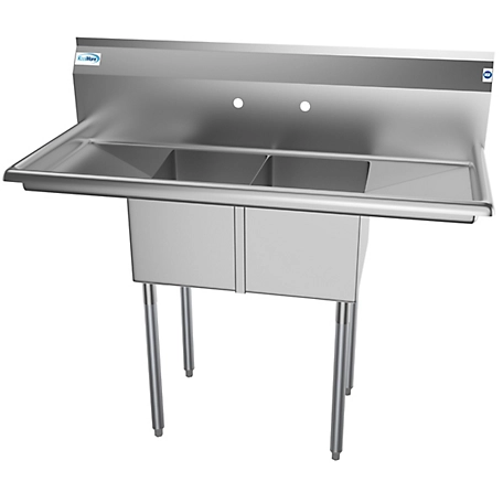 KoolMore 48 in. Two Compartment Stainless Steel Commercial Sink with 2 Drainboards, SB121610-12B3