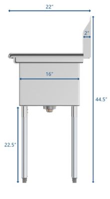 Image showing  48 in. Two Compartment Stainless Steel Commercial Sink with 2 Drainboards, SB121610-12B3