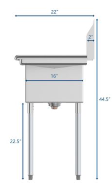 Image showing  56 in. Two Compartment Stainless Steel Commercial Sink with 2 Drainboards, SB121610-16B3