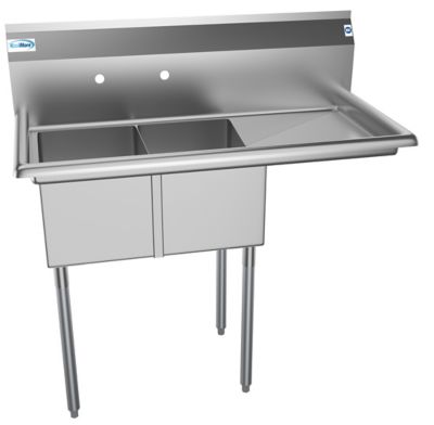 Image showing 5 th KoolMore 43 in. Two Compartment Stainless Steel Commercial Sink with Drainboard, Bowl Size 12 x 16 x 10 in., SB121610-16R3