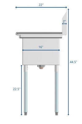 Image showing  43 in. Two Compartment Stainless Steel Commercial Sink with Drainboard, Bowl Size 14 x 16 x 11 in., SB141611-12L3