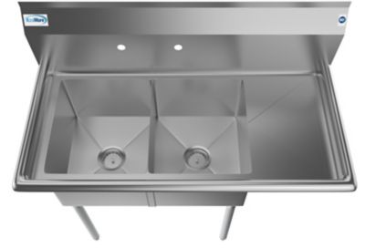 Image showing  43 in. Two Compartment Stainless Steel Commercial Sink with Drainboard, Bowl Size 14 x 16 x 11 in., SB141611-12R3