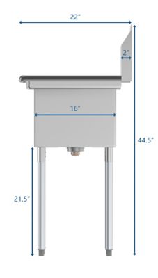 Image showing  43 in. Two Compartment Stainless Steel Commercial Sink with Drainboard, Bowl Size 14 x 16 x 11 in., SB141611-12R3