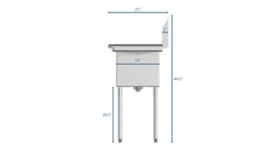 Image showing  60 in. Two Compartment Stainless Steel Commercial Sink with 2 Drainboards, SB151512-15B3