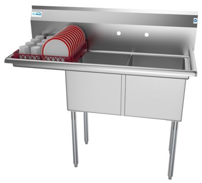 Image showing  48 in. Two Compartment Stainless Steel Commercial Sink with 2 Drainboards, SB151512-15L3