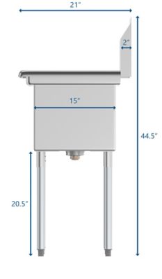 Image showing  48 in. Two Compartment Stainless Steel Commercial Sink with 2 Drainboards, SB151512-15L3