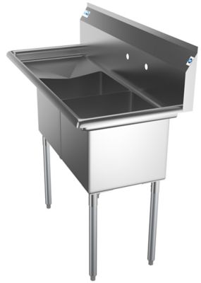 Image showing 5 th KoolMore 48 in. Two Compartment Stainless Steel Commercial Sink with 2 Drainboards, SB151512-15L3