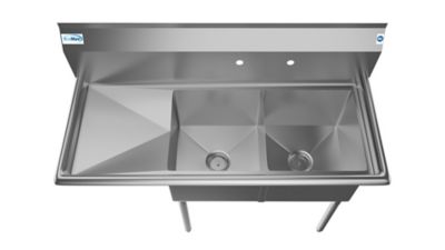 Image showing 6 th KoolMore 48 in. Two Compartment Stainless Steel Commercial Sink with 2 Drainboards, SB151512-15L3