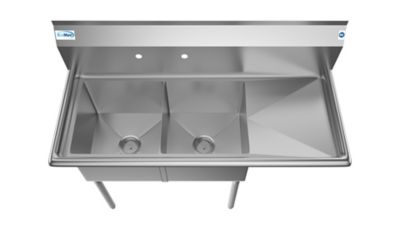 Image showing  48 in. Two Compartment Stainless Steel Commercial Sink with Drainboard, Bowl Size 15 x 15 x 12 in., SB151512-15R3