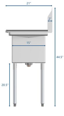 Image showing  48 in. Two Compartment Stainless Steel Commercial Sink with Drainboard, Bowl Size 15 x 15 x 12 in., SB151512-15R3