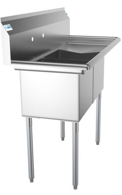 Image showing 5 th KoolMore 48 in. Two Compartment Stainless Steel Commercial Sink with Drainboard, Bowl Size 15 x 15 x 12 in., SB151512-15R3