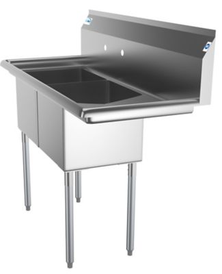 Image showing 6 th KoolMore 48 in. Two Compartment Stainless Steel Commercial Sink with Drainboard, Bowl Size 15 x 15 x 12 in., SB151512-15R3