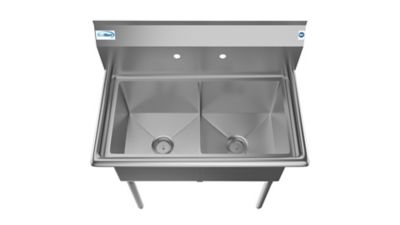 Image showing  36 in. Two Compartment Stainless Steel Commercial Sink, Bowl Size 15 in. x 15 in. x 12 in., SB151512-N3
