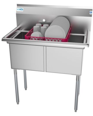 Image showing 5 th KoolMore 36 in. Two Compartment Stainless Steel Commercial Sink, Bowl Size 15 in. x 15 in. x 12 in., SB151512-N3