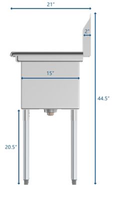 Image showing 7 th KoolMore 36 in. Two Compartment Stainless Steel Commercial Sink, Bowl Size 15 in. x 15 in. x 12 in., SB151512-N3