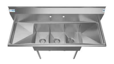 Image showing  54 in. Three Compartment Stainless Steel Commercial Sink with Drainboards, SC101410-12B3