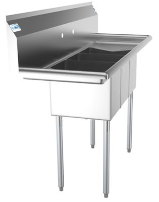 Image showing  54 in. Three Compartment Stainless Steel Commercial Sink with Drainboards, SC101410-12B3