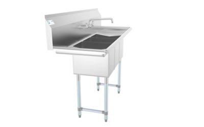 Image showing  54 in. Three Compartment Stainless Steel Commercial Sink with Faucet and Drainboards, SC101410-12B3FA