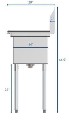 Image showing  45 in. Three Compartment Stainless Steel Commercial Sink with Drainboard, SC101410-12L3