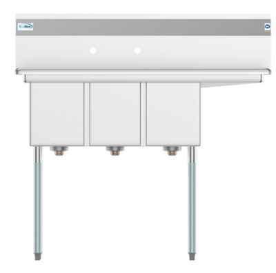 Image showing 5 th KoolMore 45 in. Three Compartment Stainless Steel Commercial Sink with Drainboard, SC101410-12R3