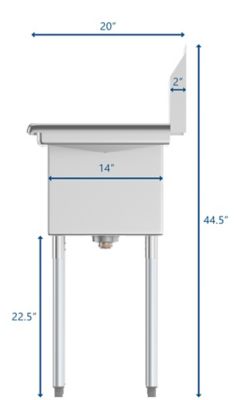 Image showing  36 in. Three Compartment Stainless Steel Commercial Sink, Bowl Size 10 in. x 14 in. x 10 in.