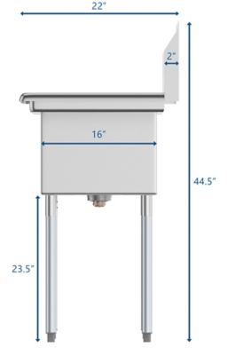 Image showing  60 in. Three Compartment Stainless Steel Commercial Sink with Drainboards, SC121610-12B3